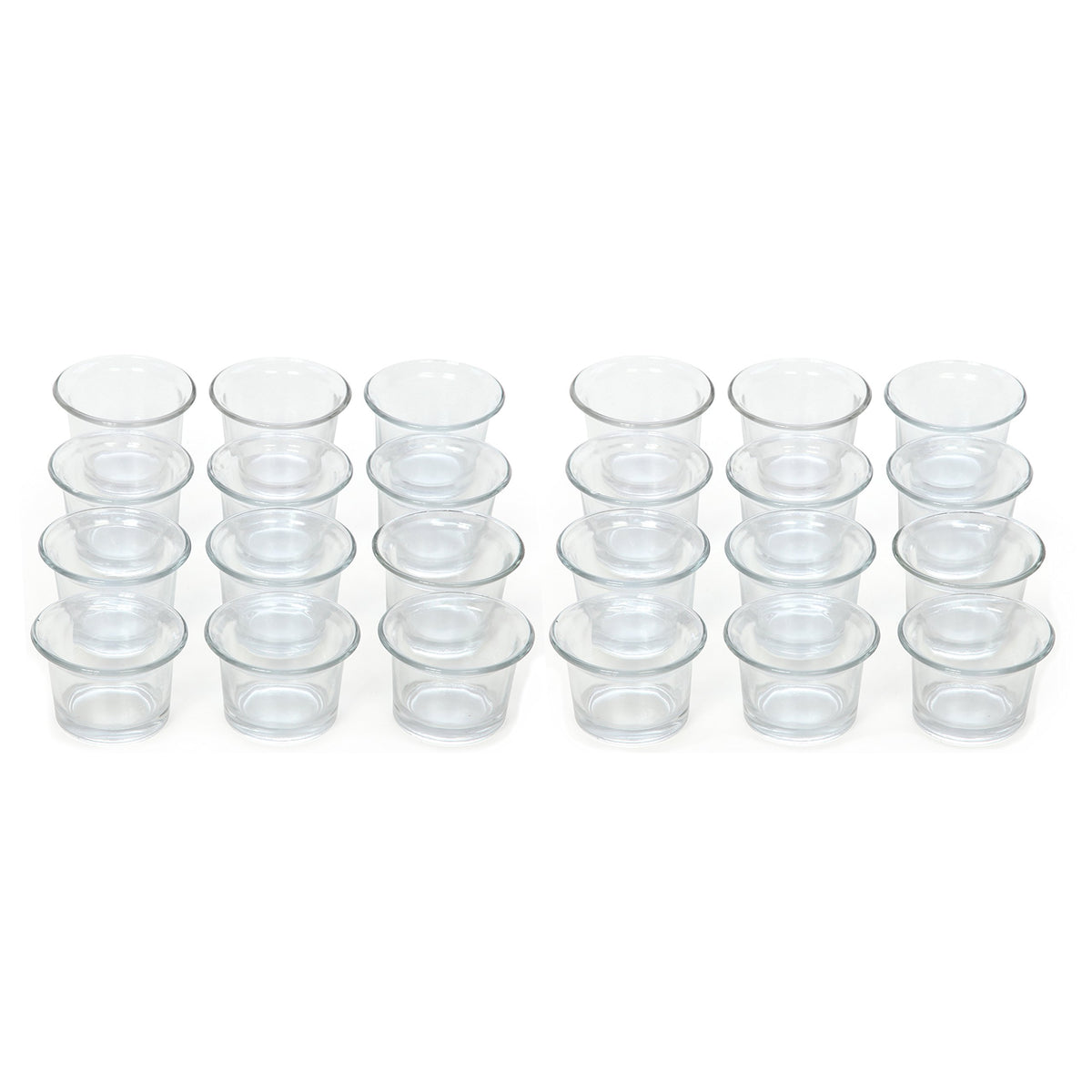 HOSLEY®  Clear Glass Tealight Holders, Oyster Cup Style , Set of 24, 2.5 inches Diameter each