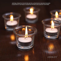 HOSLEY®  Clear Glass Tealight Holders, Oyster Cup Style , Set of 24, 2.5 inches Diameter each