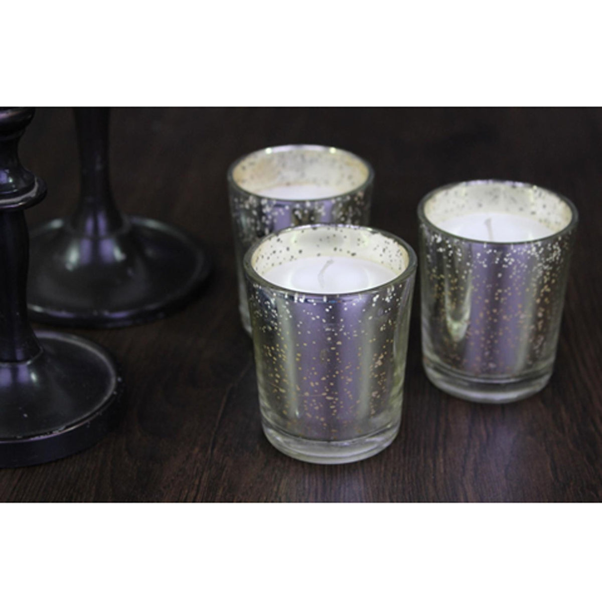 HOSLEY®   Sliver Mercury Glass Filled Unscented Votive Candle, Set of 8