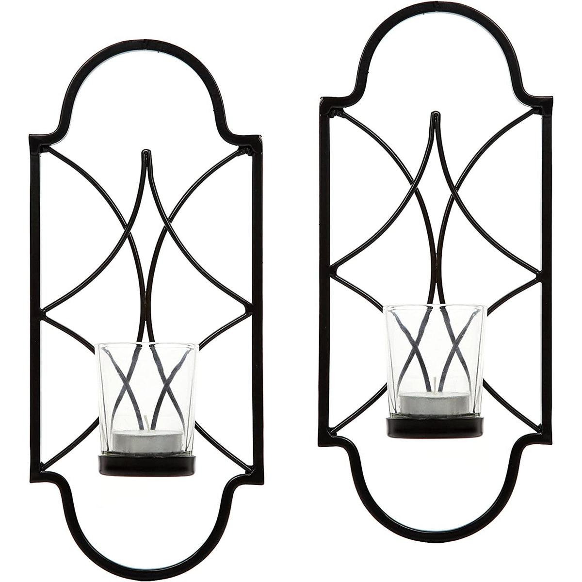 HOSLEY® Iron Wall Sconces,  Black Color, Set of 2,  12 inches High