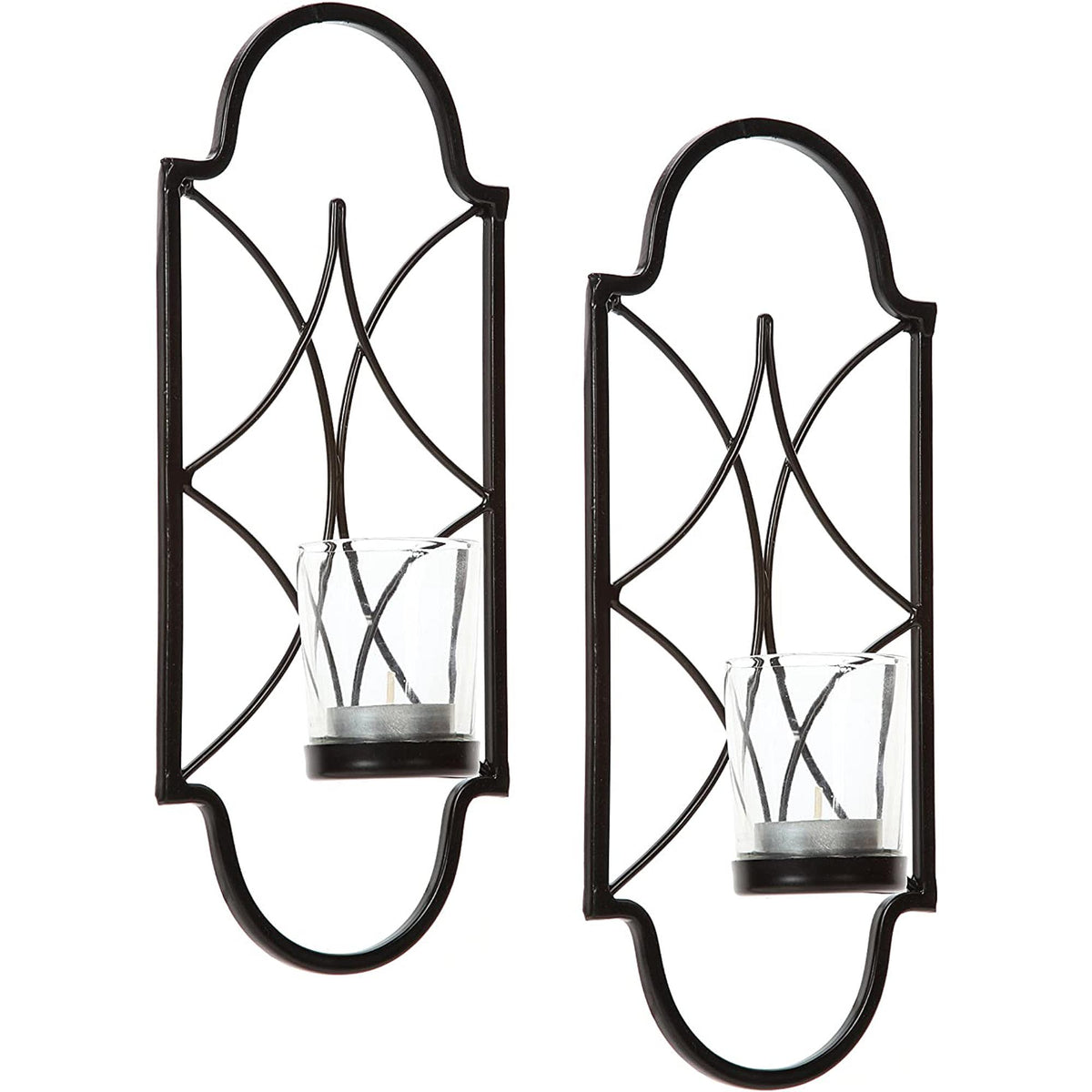 HOSLEY® Iron Wall Sconces,  Black Color, Set of 2,  12 inches High