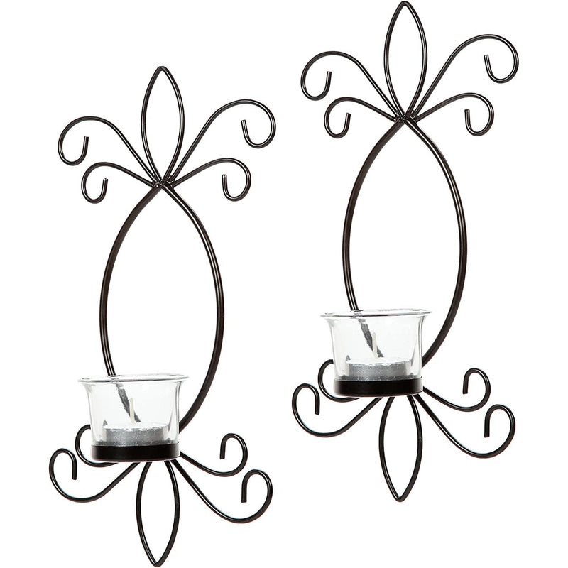 HOSLEY® Iron Wall Sconces,  Black Color, Set of 2,  11.5 inches High