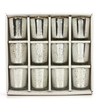 HOSLEY®  Glass Metallic  Speckled  Votive / Tea Light Holder, Silver Finish, Set of 12, 3 inches High Each