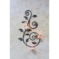 HOSLEY® Iron Leaf Wall Sconces,  Black Color, Set of 2,  18 inches High
