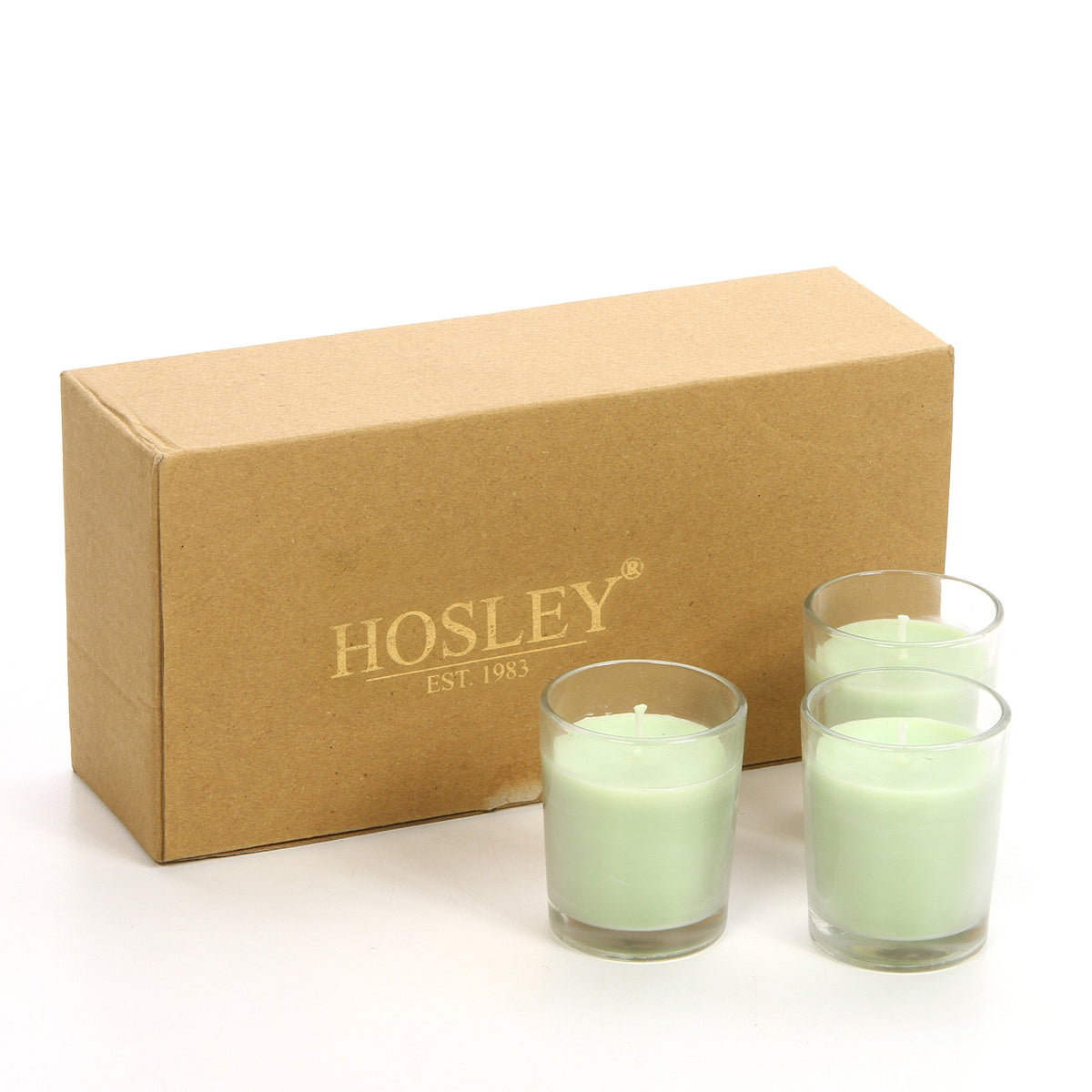 HOSLEY®  Glass Filled Fresh Bamboo Fragrance Votive Candles, Set of 8