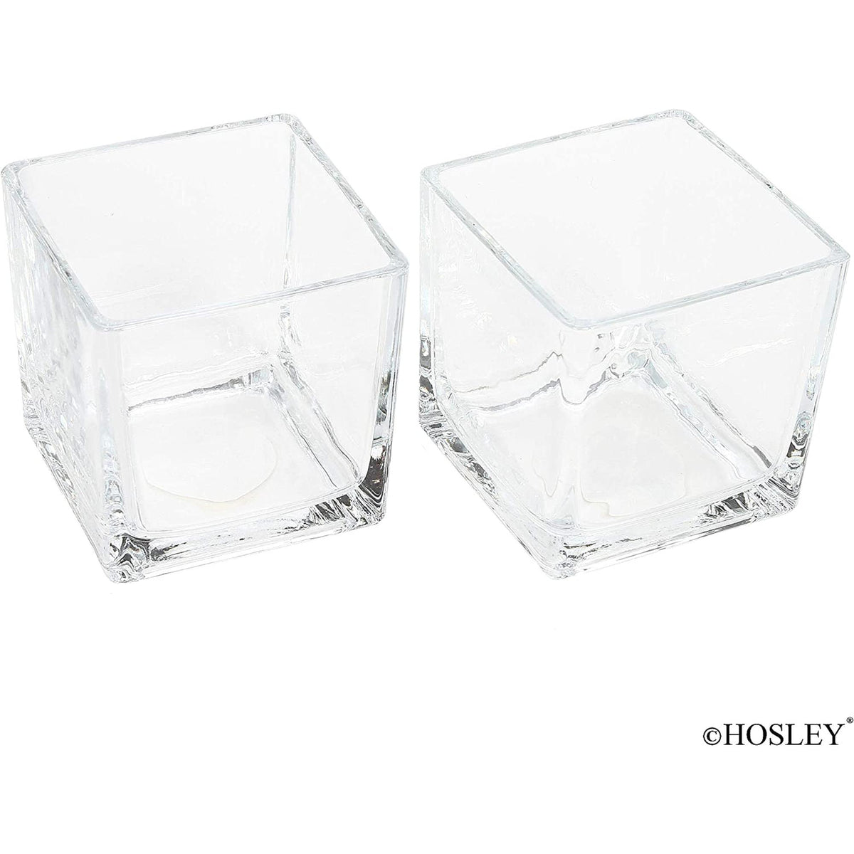 HOSLEY®  Square Vase / Candle Holder,  Clear Glass, Set of 2, 4 inches  SQ