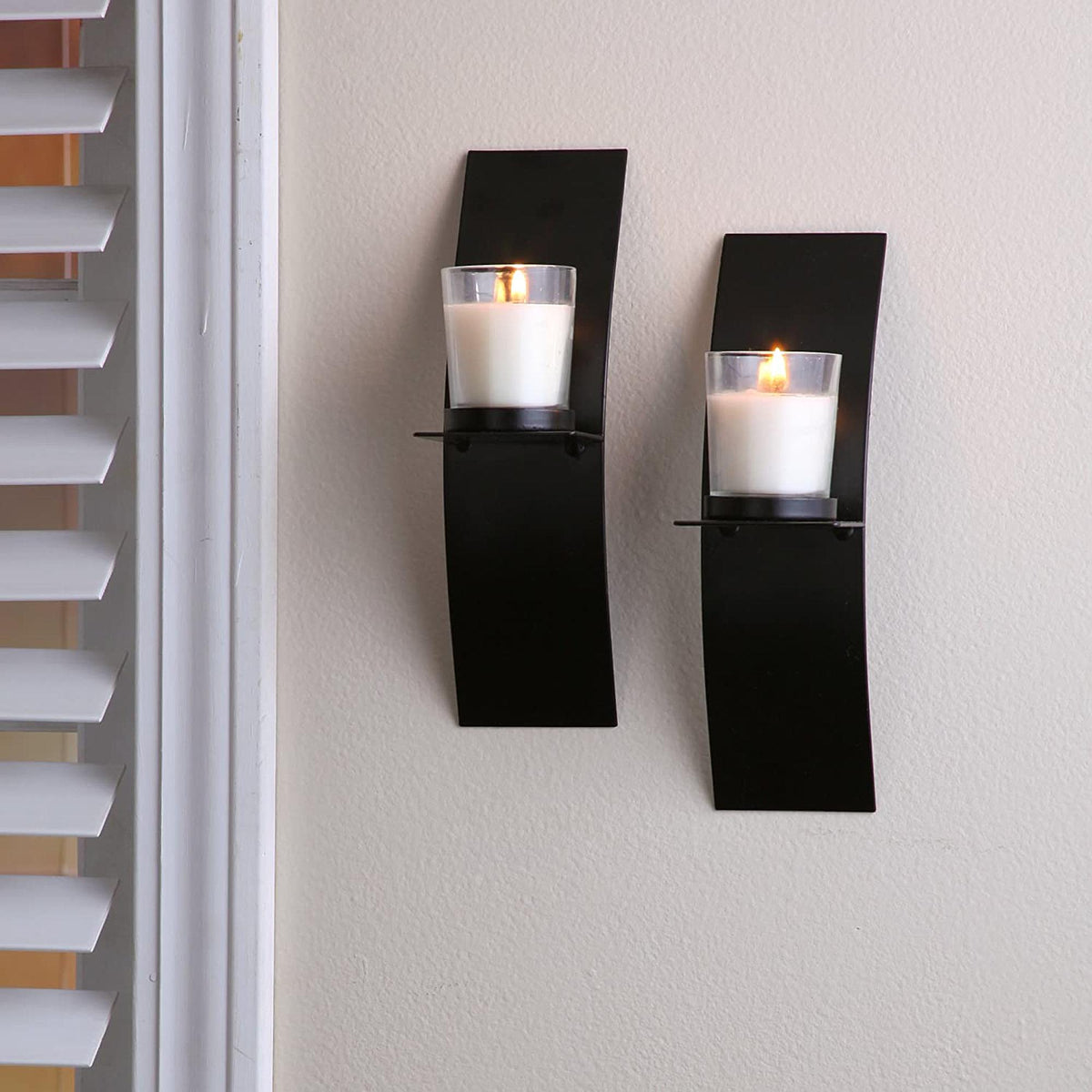 HOSLEY® Iron Wall Sconces,  Black Color, Set of 2,  9 inches High