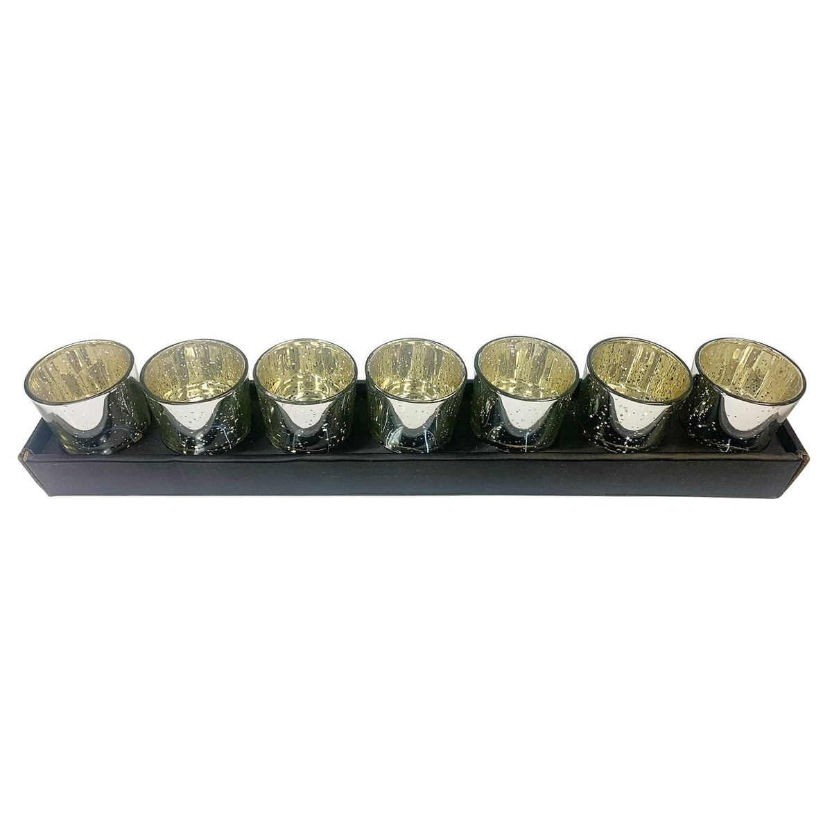 HOSLEY®  Glass Tea Light Candle Holder, Metallic Silver Finish, Set of 7,  2.65inches High each