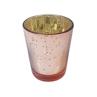 HOSLEY®  Glass Tea Light Candle Holder, Metallic Rose Gold Finish, Set of 7,  2.65inches High each