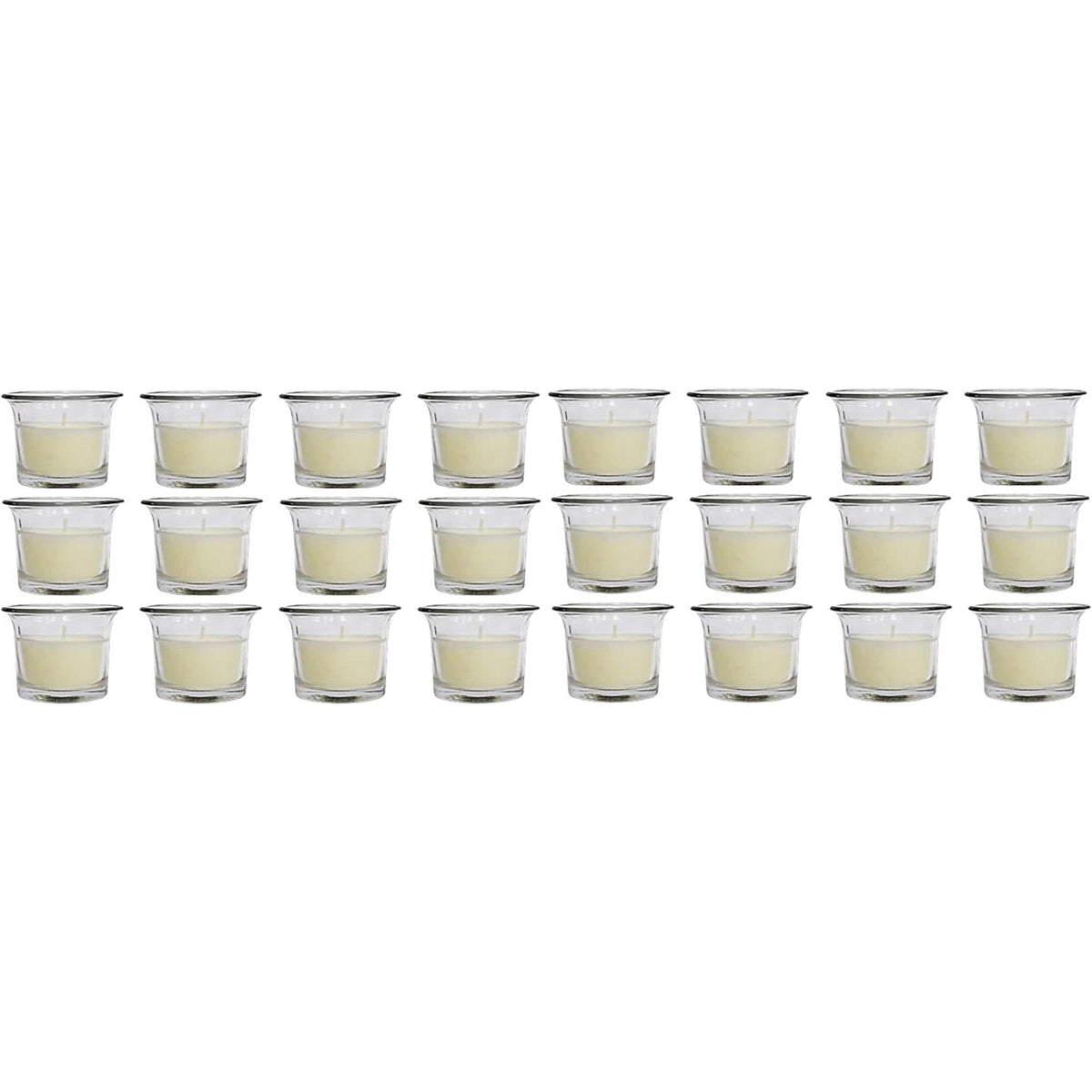 HOSLEY®  Clear Glass Filled Unscented Candles, Oyster Cup Style, Ivory Color, 240 Pack