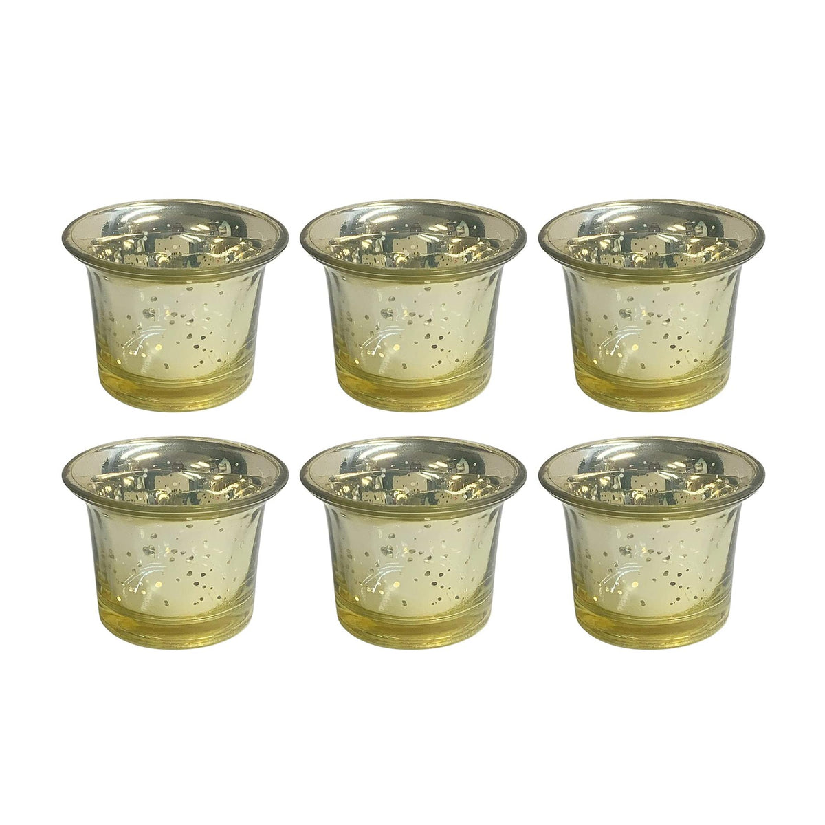 HOSLEY®  Glass Candle Tealight Holders , Metallic Gold Finsh, Set of 6