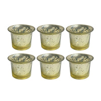 HOSLEY®  Glass Candle Tealight Holders , Metallic Gold Finsh, Set of 6