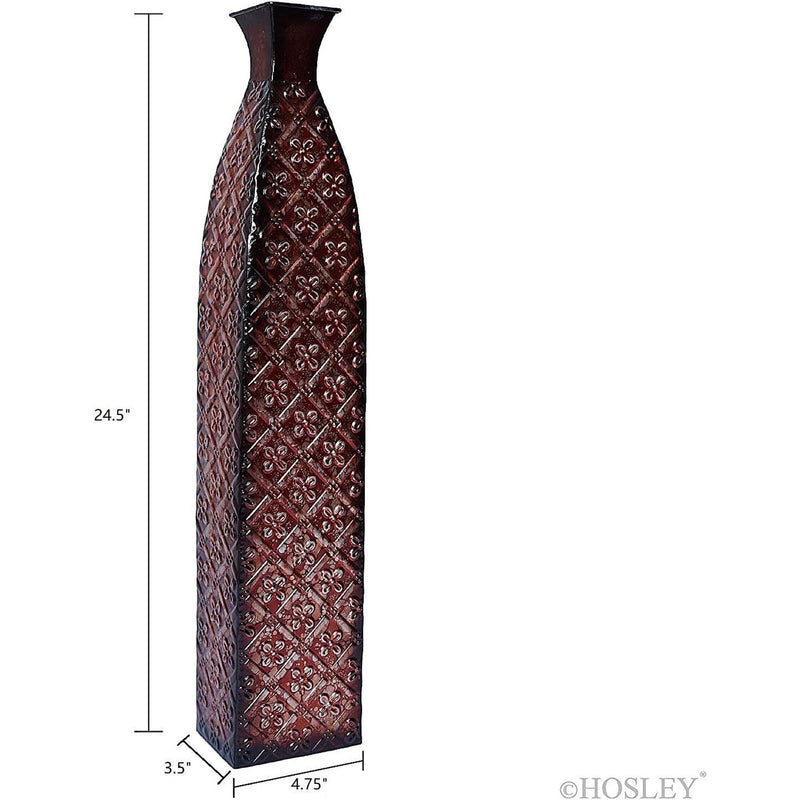 HOSLEY® Metal  Floor Vase, Red Color , 24.5 Inches High