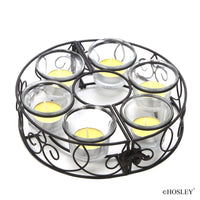 HOSLEY®  Outdoor Umbrella Pole Votive Candle Holder With 6 Glass Candle Holders, 8 inches Diameter