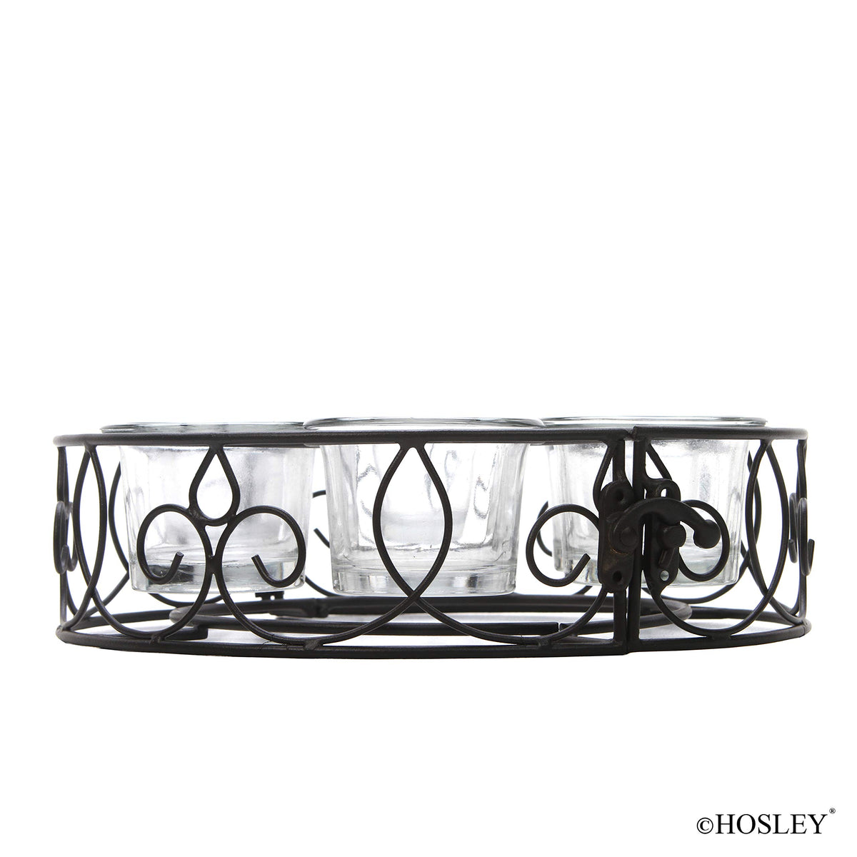 HOSLEY®  Outdoor Umbrella Pole Votive Candle Holder With 6 Glass Candle Holders, 8 inches Diameter