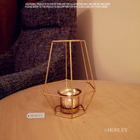 HOSLEY®  Iron Lantern With Metallic Gold Glass Tealigh holder, 7 inches High