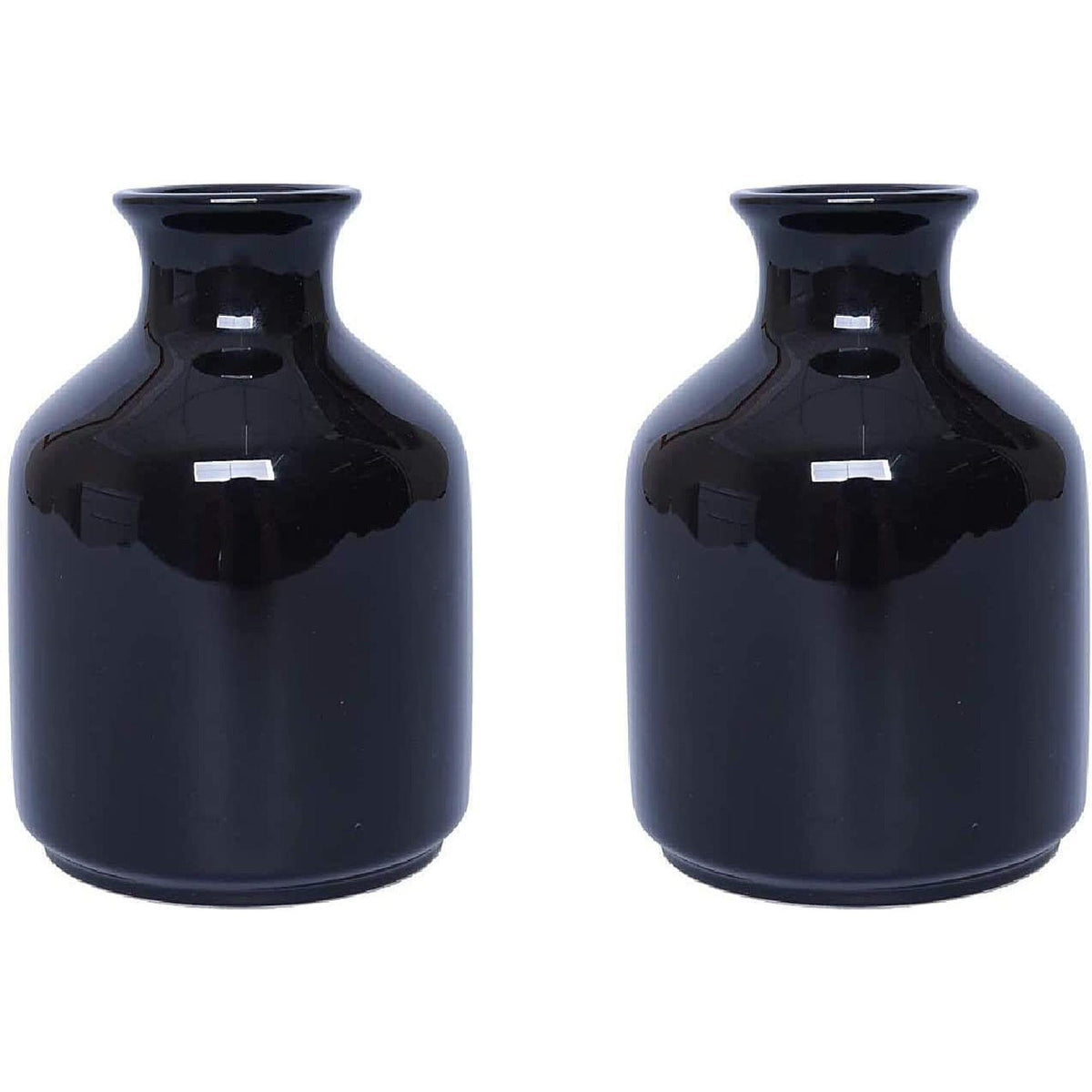 HOSLEY® Ceramic Bud Vase , Black Glazed, Set of 2, 5 Inches High each