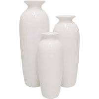 HOSLEY® Ceramic Vases, White  Glazed,  Set of 3, 12", 10", 8"High