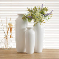 HOSLEY® Ceramic Vases, White  Glazed,  Set of 3, 12", 10", 8"High