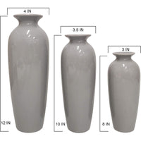 HOSLEY® Ceramic Vases ,Grey Glazed, Set of 3,  12", 10", 8"High
