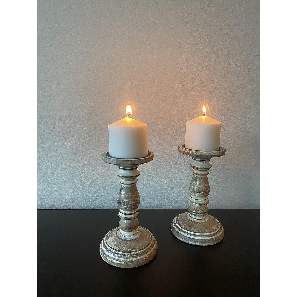 HOSLEY®  Wood High Candle Holder, Set of 2, 8 inches High each