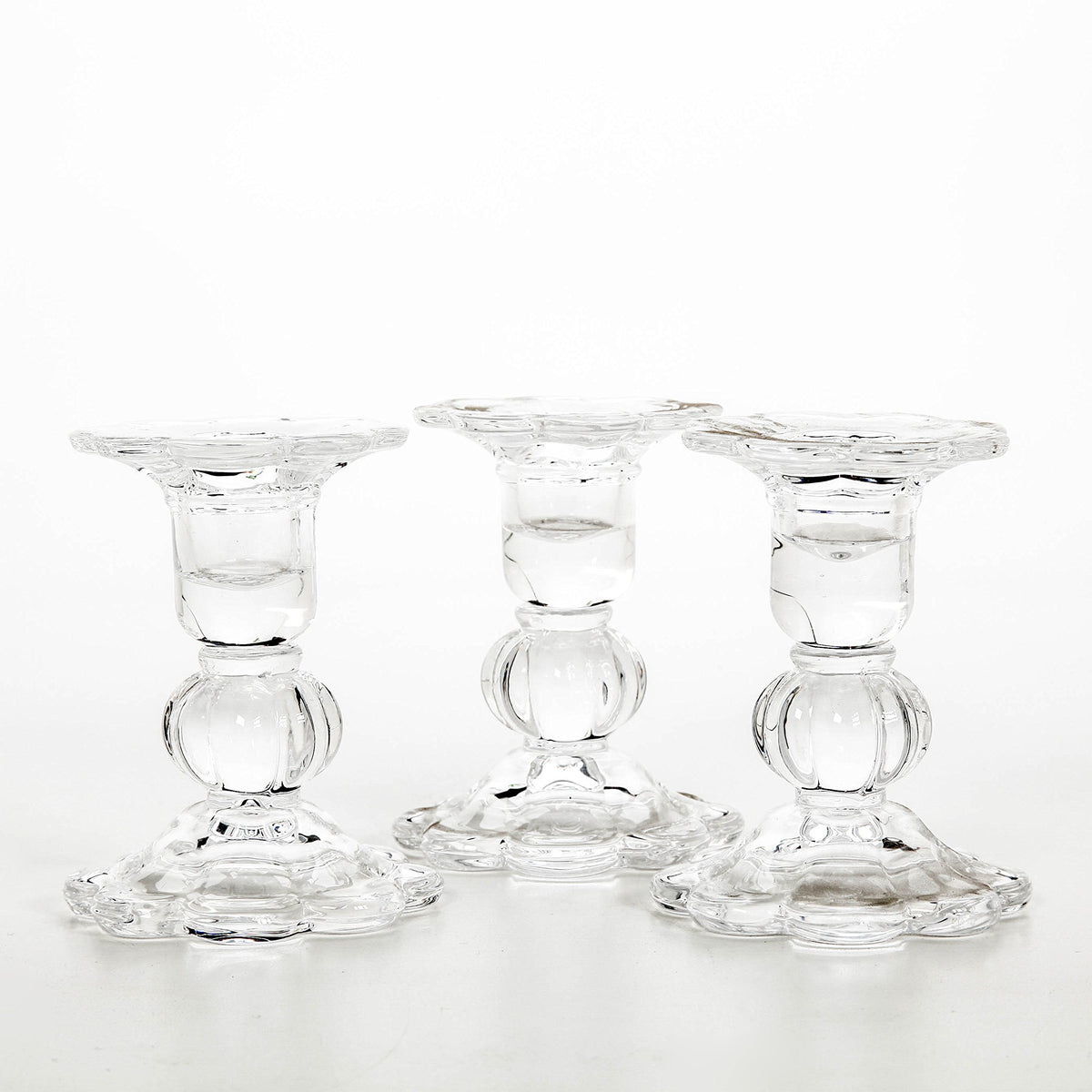 HOSLEY®  Glass Taper Candle Holders, Set of 3, 3.9 inches High each