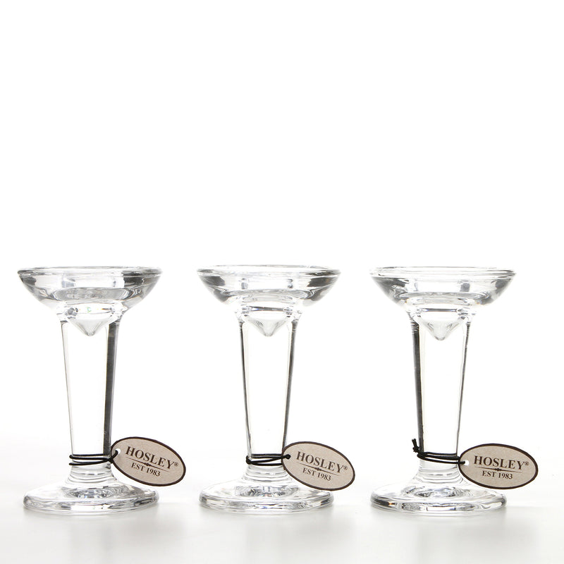 HOSLEY®  Glass Taper Candle Holders, Set of 3, 5.1 inches High each