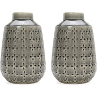 HOSLEY® Ceramic Vase ,Grey Glazed, Set of 2 , 7.25 Inches High