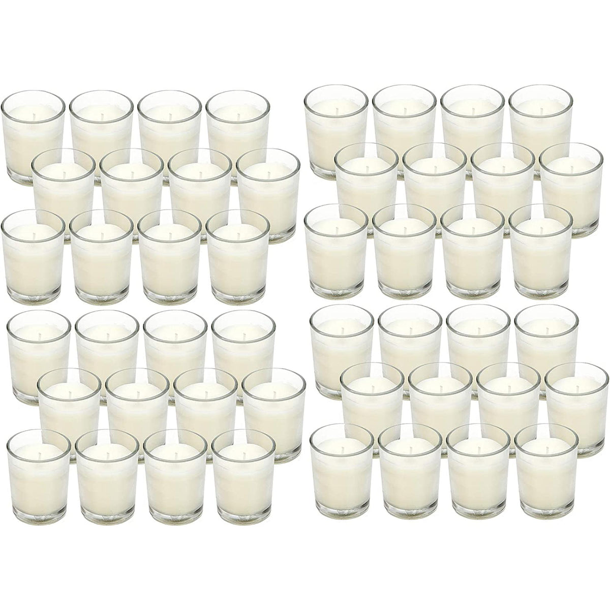 HOSLEY®  Unscented Clear Glass Filled Votive Candles, Ivory Color,  48 Pack