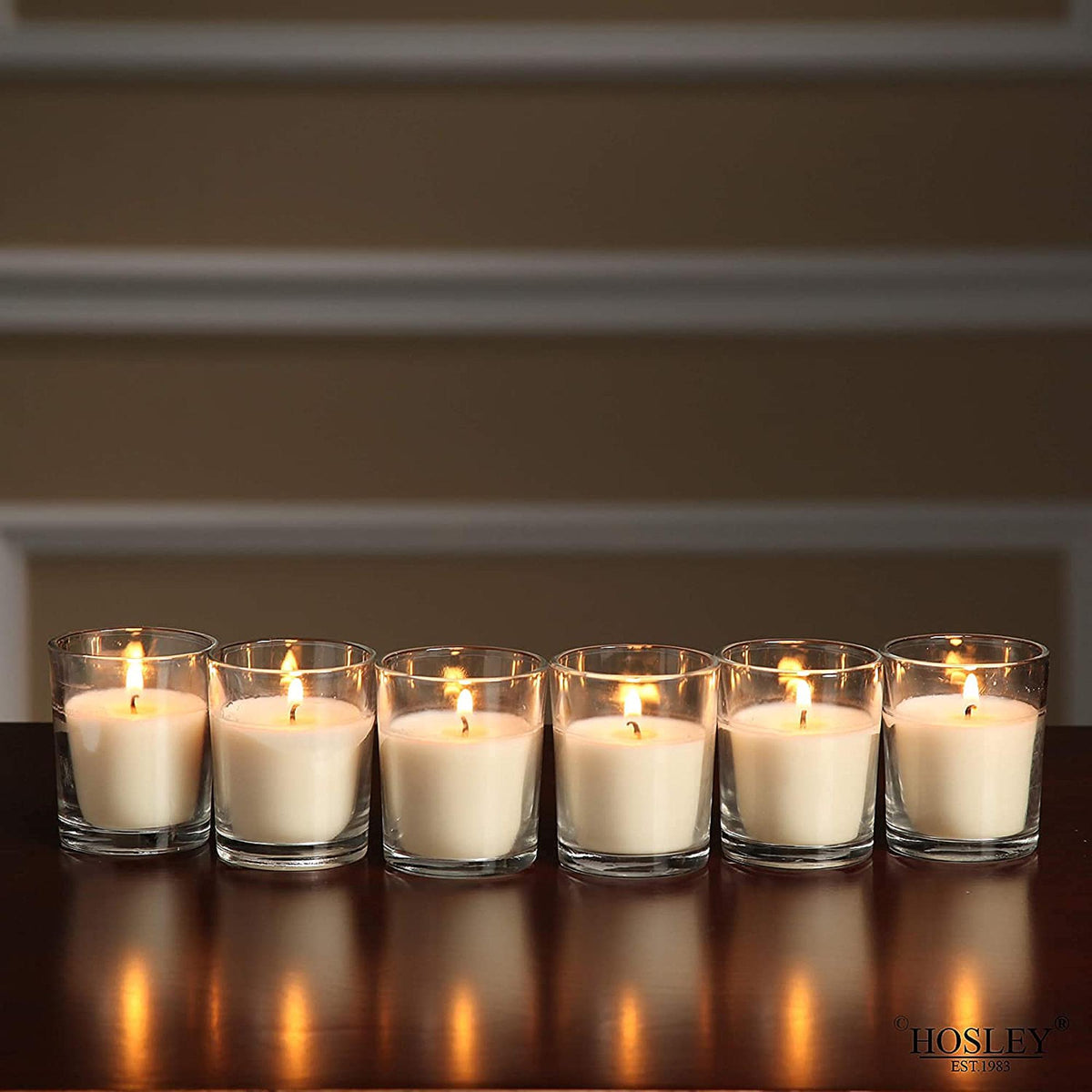 HOSLEY®  Clear Glass Filled Unscented Votive Candles, Ivory Color, 480 pack