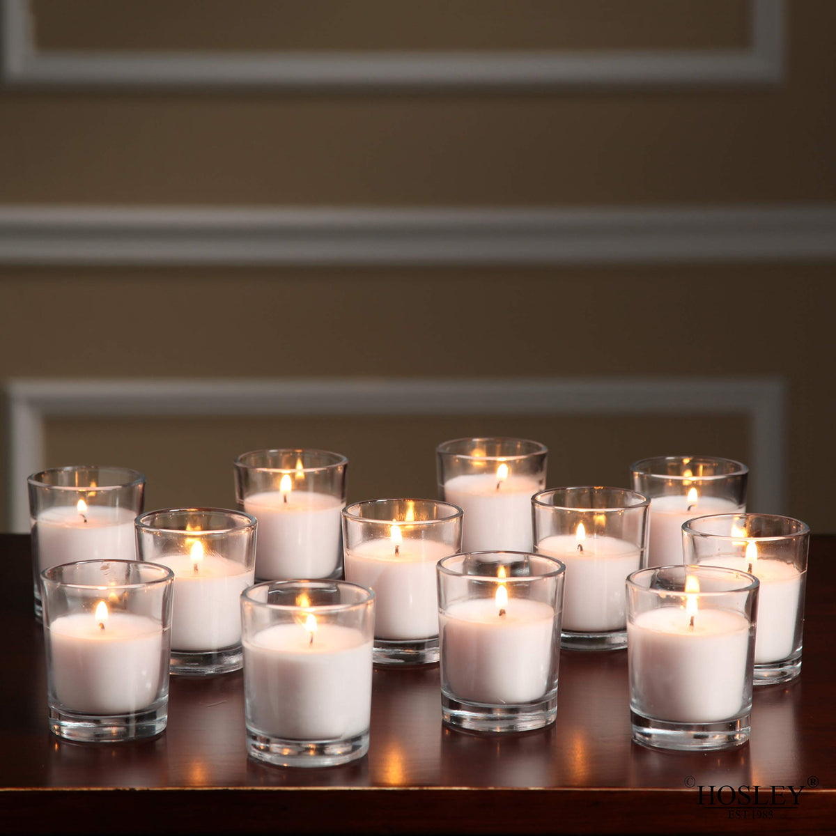 HOSLEY®  Glass Filled Unscented Votive Candles, Ivory Color, Set of 72