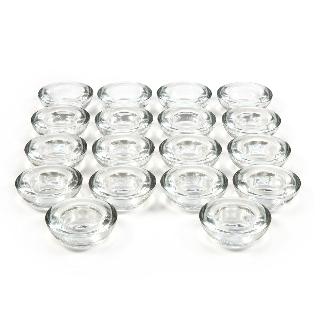 HOSLEY®  Glass Clear Tealight Holders, Set of 18, 3 inches Diameter each