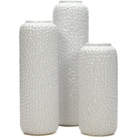 HOSLEY® Ceramic Honeycomb Vase , White Glazed,  Set of 3 , 12"  10 "  8" High