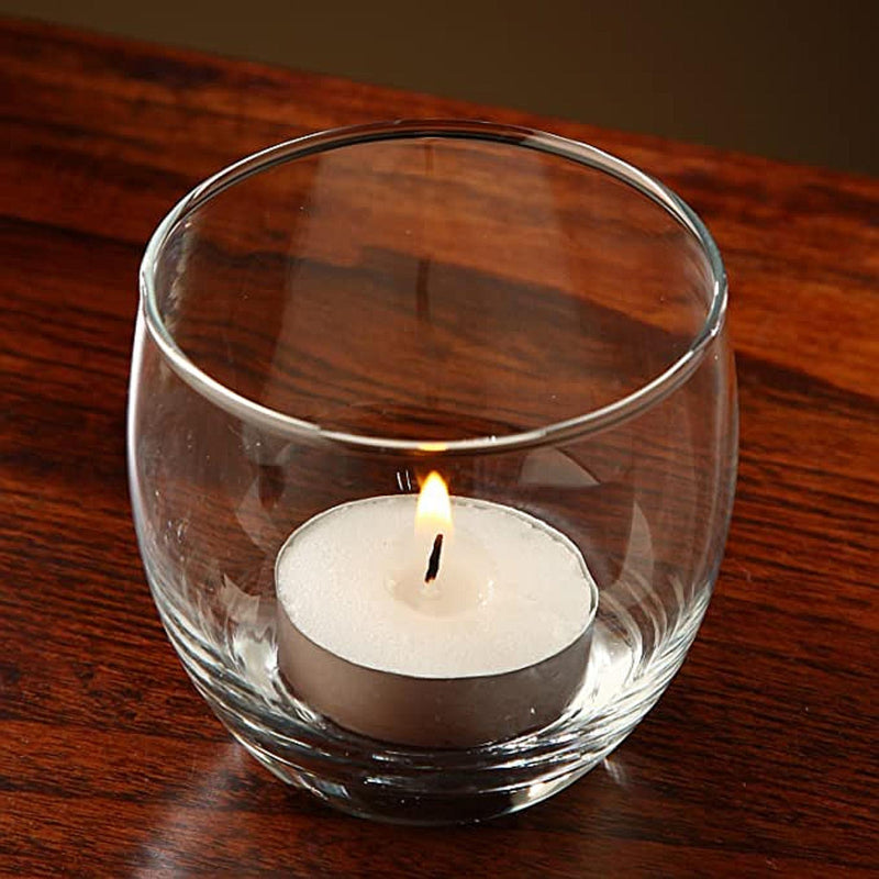 HOSLEY®  Clear Glass Tealight Holders, Roly Poly Style, Set of 36, 2.5 inches Diameter each