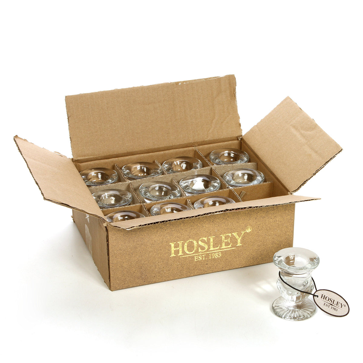 HOSLEY®  Glass Taper Candle Holders, Set of  12, 2.5 inches High each