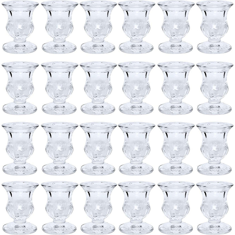HOSLEY®  Clear Glass Taper Candle Holders, Set of 96, 2.5 inches High each