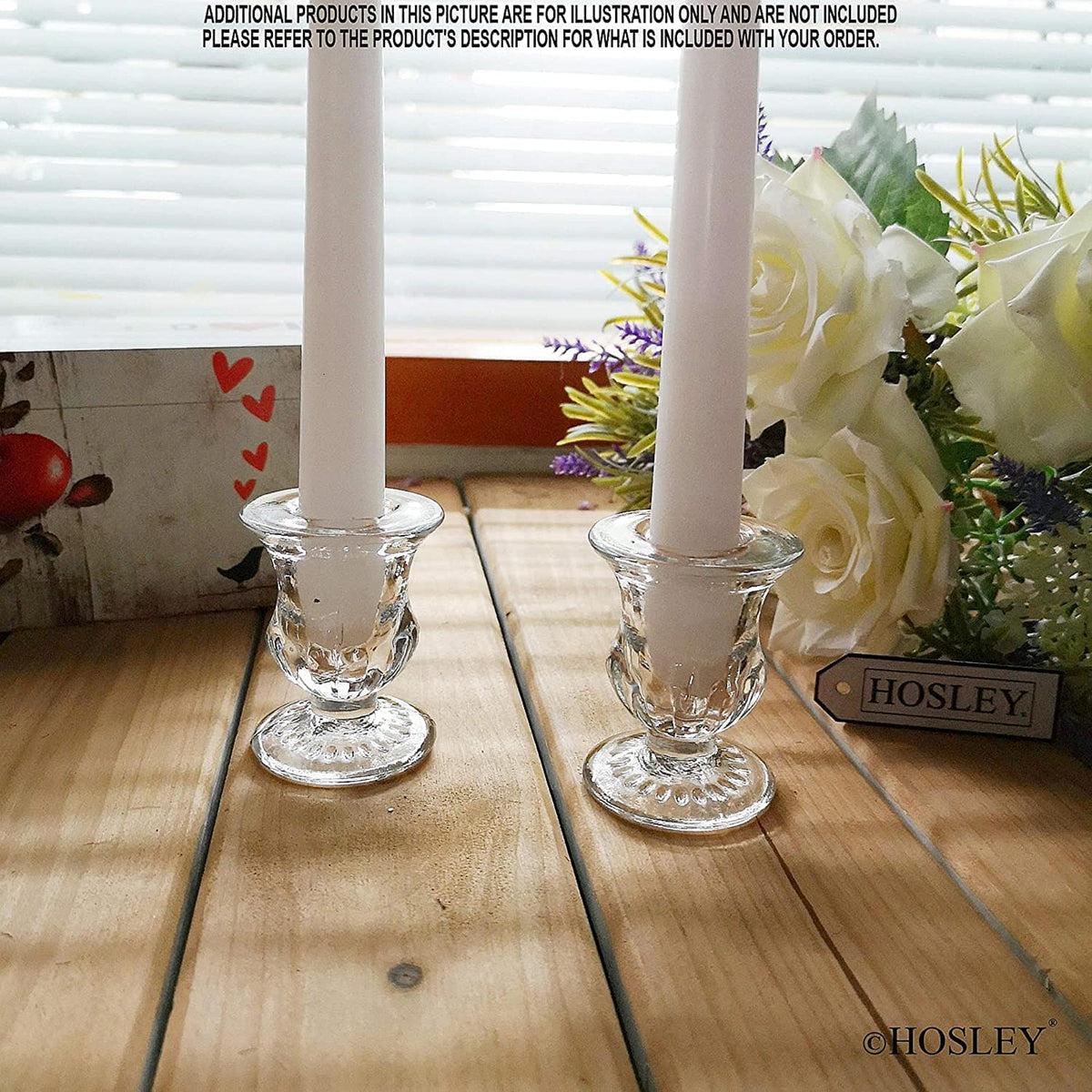 HOSLEY®  Clear Glass Taper Candle Holders, Set of 72, 2.5 inches High each