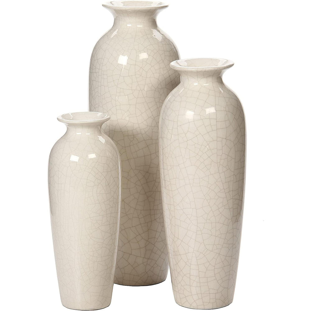 HOSLEY® Ceramic Vases, Crackle Ivory Color, Set of 3, 12', 10, 8H – The  Hosley Store