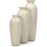 HOSLEY® Ceramic Vases, Crackle Ivory Color, Set of 3, 12', 10", 8"H