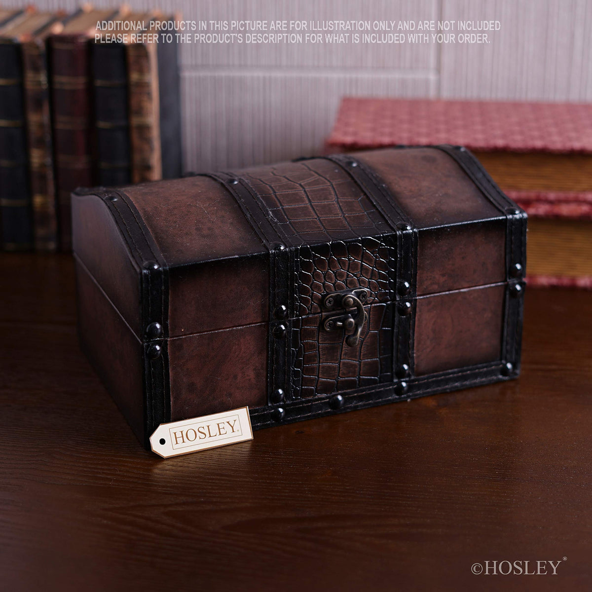 HOSLEY®  Wood Storage Box with Leather Clasp, 9 inches Long