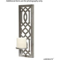HOSLEY® Iron Wall Pillar Candle Sconce, Silver finish, Set of 2, 16.5 Inches High