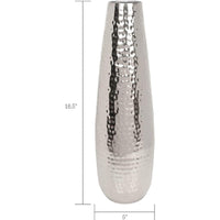 HOSLEY® Metal Teardrop Hammered Vase,  Silver Finish, 16.5 Inches High