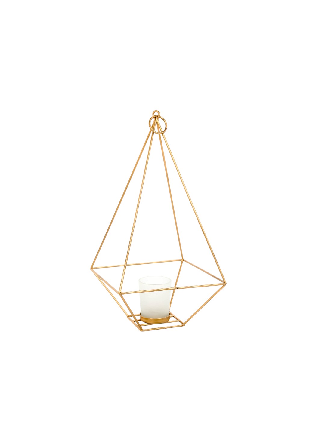 11.5 High, Gold Finish Tealight/Votive Holder Lantern with Votive Frosted Candle Holder. Ideal Gift for Weddings, Special Events, Parties LED Candle Gardens, Spa, Aromatherapy O5