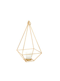 11.5 High, Gold Finish Tealight/Votive Holder Lantern with Votive Frosted Candle Holder. Ideal Gift for Weddings, Special Events, Parties LED Candle Gardens, Spa, Aromatherapy O5