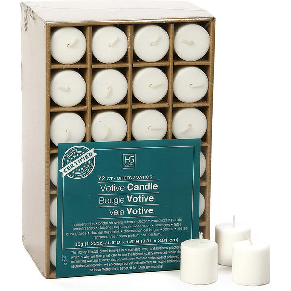 HOSLEY®  White Unscented Votive Candle,  72 pack