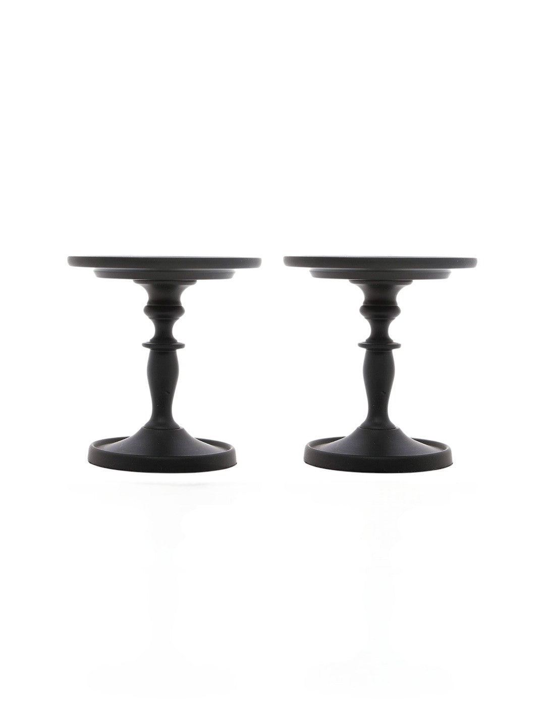 Set of 2 Black Pillar Holder 4.75 Inch High. Ideal Gift for Wedding Party Special Occasion or as a Candle Holder. W1