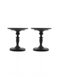 Set of 2 Black Pillar Holder 4.75 Inch High. Ideal Gift for Wedding Party Special Occasion or as a Candle Holder. W1