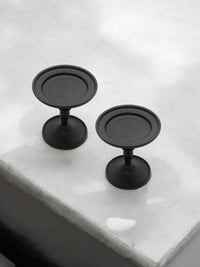 Set of 2 Black Pillar Holder 4.75 Inch High. Ideal Gift for Wedding Party Special Occasion or as a Candle Holder. W1