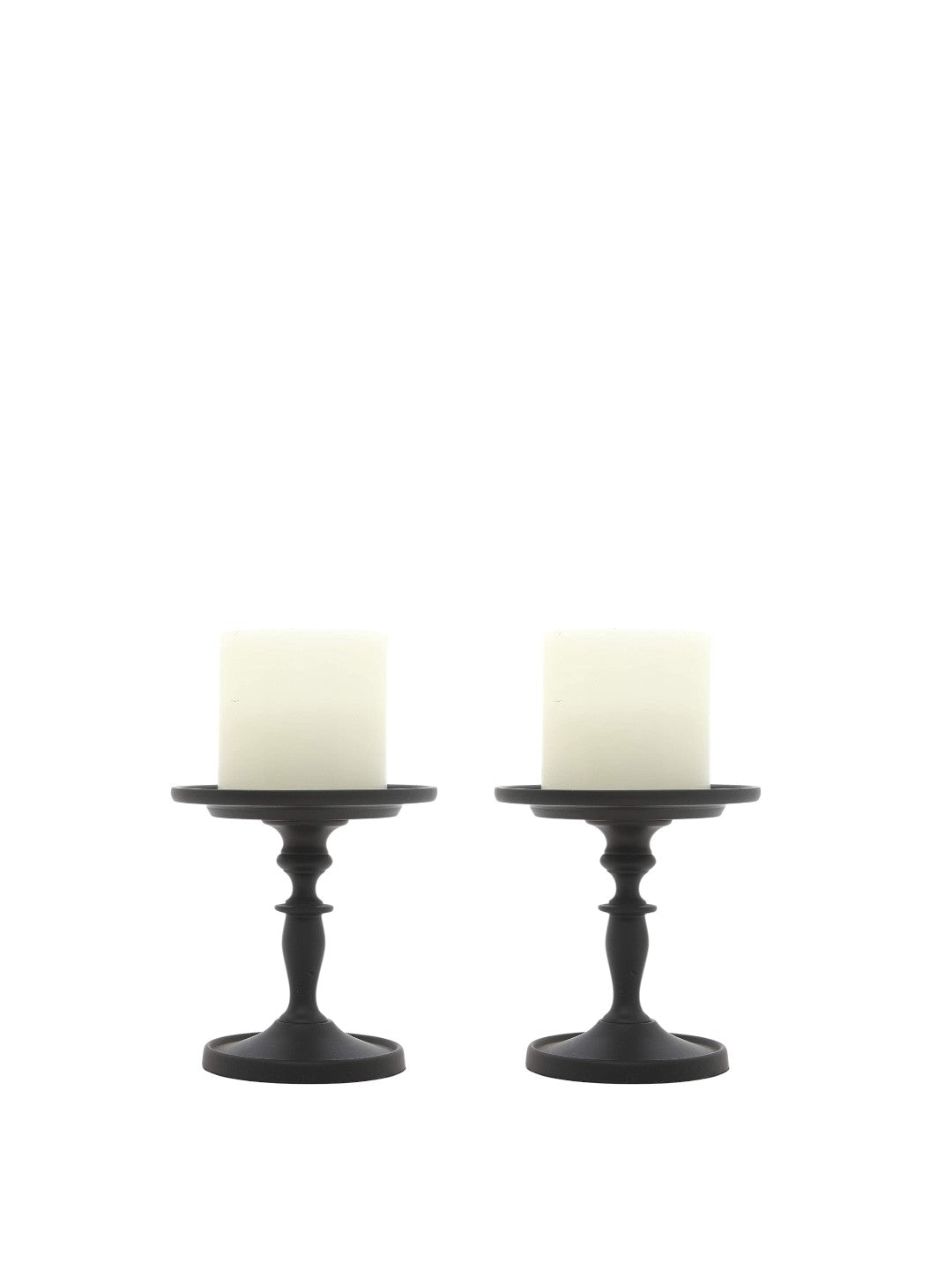 Set of 2 Black Pillar Holder 4.75 Inch High. Ideal Gift for Wedding Party Special Occasion or as a Candle Holder. W1