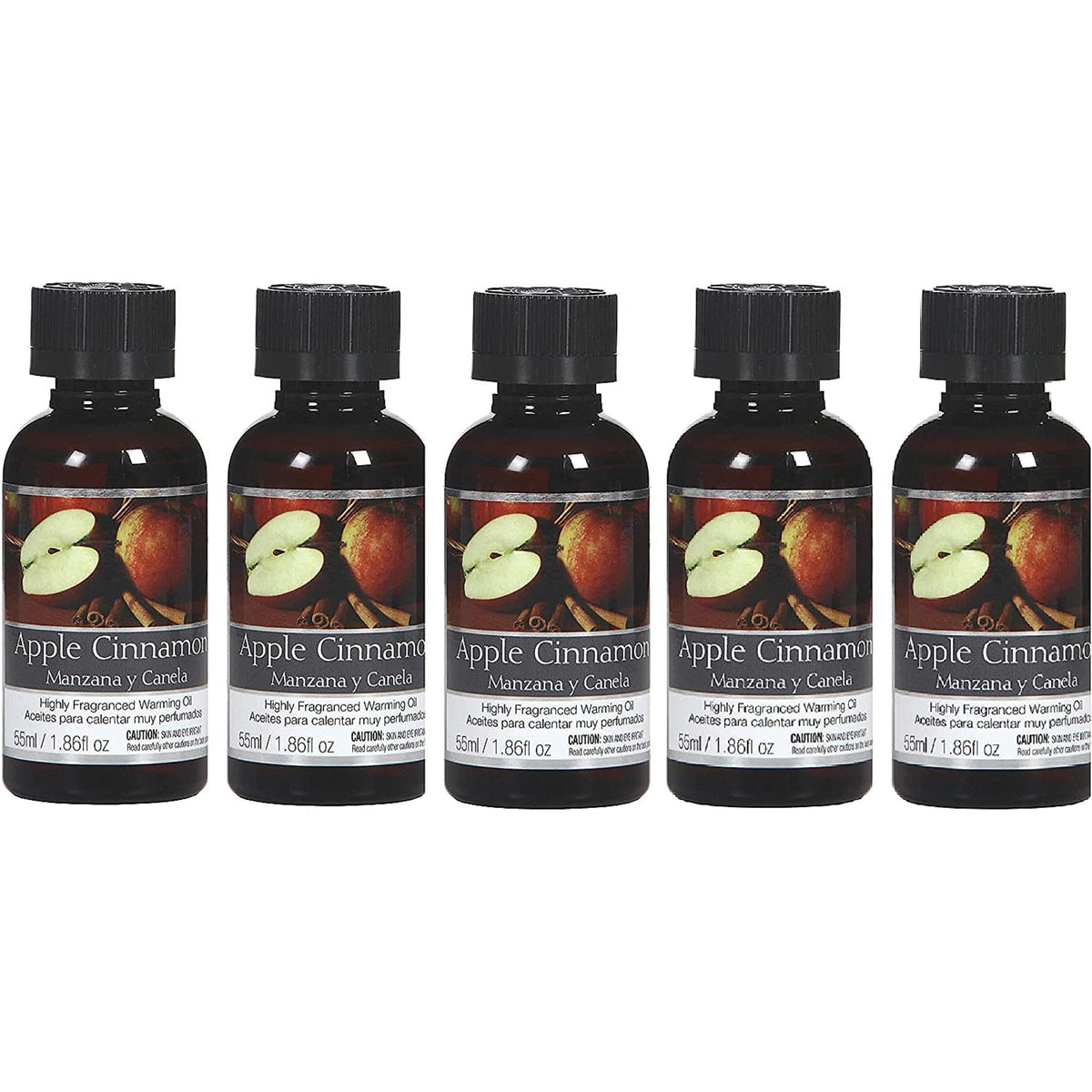 Premium Apple Cinnamon Fragrance Warming Oils-Box of 5/55 ml 1.86 fl oz ea. Ideal Gift for Weddings, spa, Reiki, Meditation, Bathroom Settings